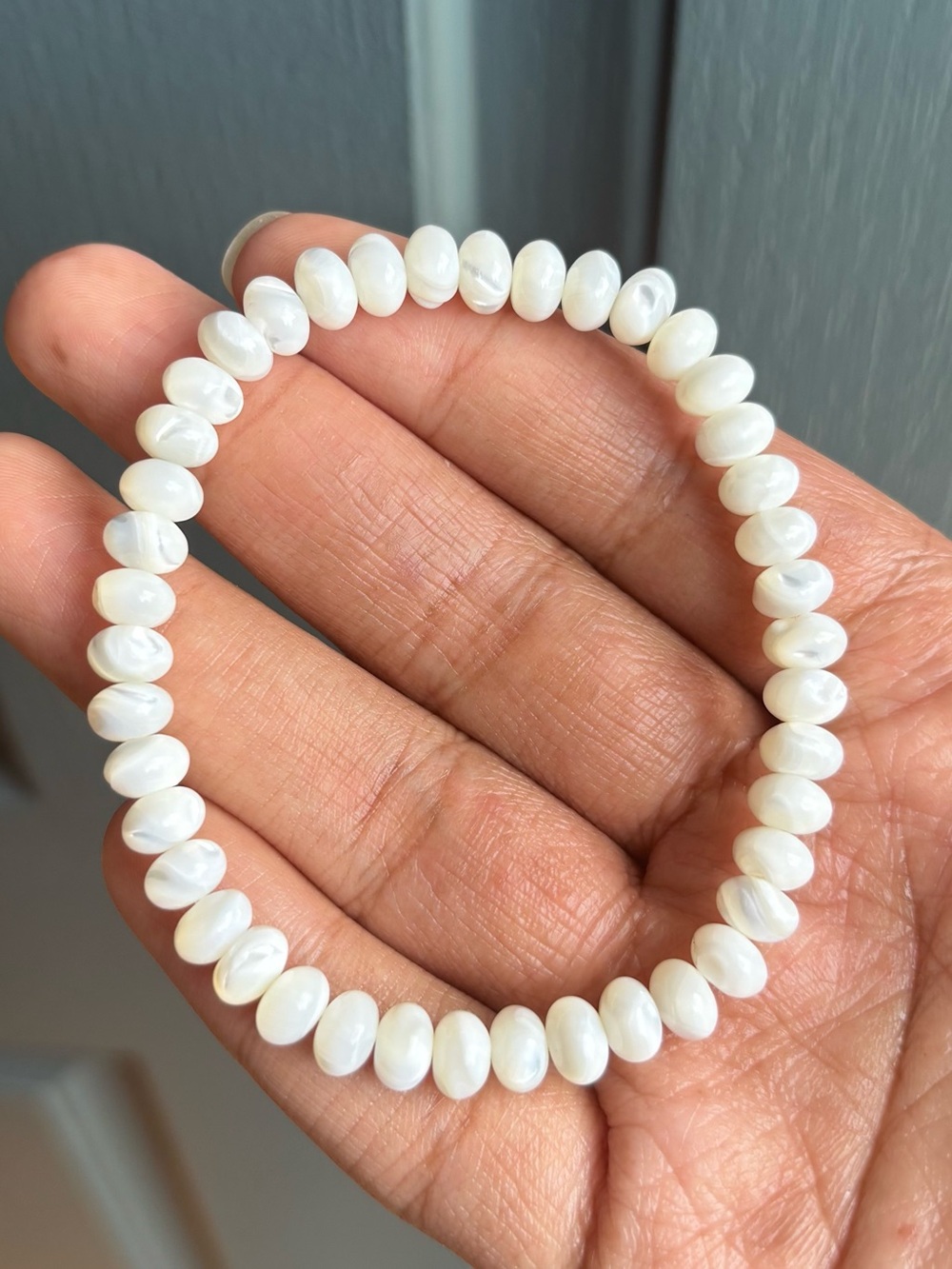 MOP Shell Donut Crystal Bracelet 7mm